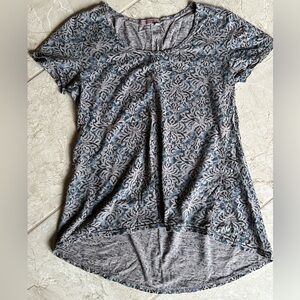 Fresh Produce high low top blue & grey shirt sleeves t shirt blouse medium